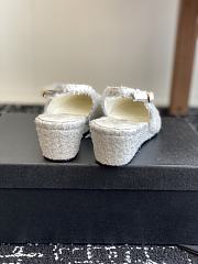 Chanel Slingback Sandals White Tweed - 5