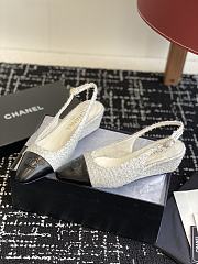 Chanel Slingback Sandals White Tweed - 3