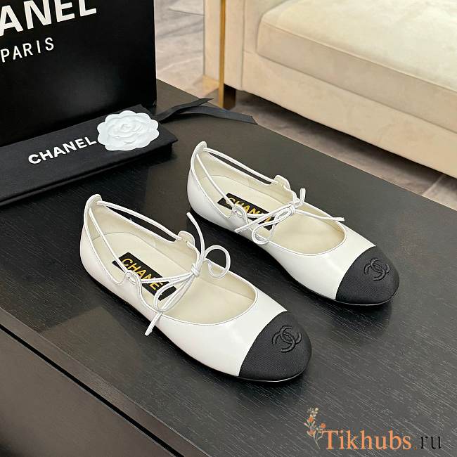 Chanel Mary Janes White Ballerina Flat - 1