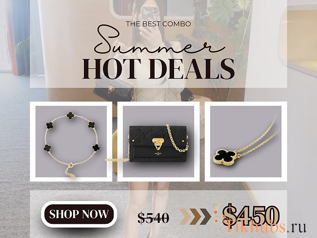 (Final Price Please Don't use Code) Combo LV Bag , VCA Black Bracelet and Necklace  - 1