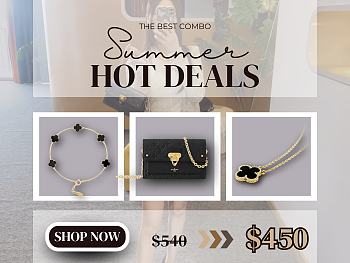 (Final Price Please Don't use Code) Combo LV Bag , VCA Black Bracelet and Necklace 