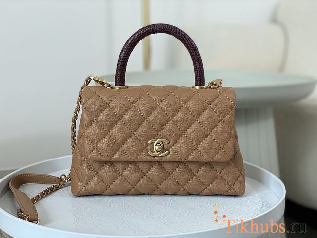 Chanel Coco Handle Bag Small Caramel Brown Caviar Gold 24cm - 1