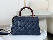 Chanel Coco Handle Bag Small Navy Blue Brown Caviar Gold 24cm - 4