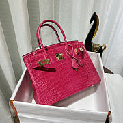 Hermes Birkin 25 Pink Rose Mexico Shiny Alligator Bag 25cm - 3