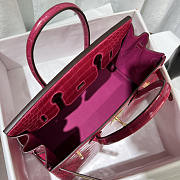 Hermes Birkin 25 Pink Rose Mexico Shiny Alligator Bag 25cm - 2