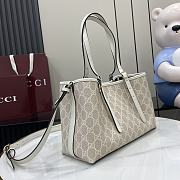 Gucci GG Emblem Small Tote Bag Beige White 30x18x11cm - 2