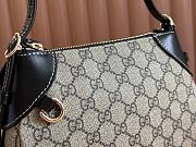 Gucci GG Emblem Small Shoulder Bag Beige Black 24.5x16x5cm - 2