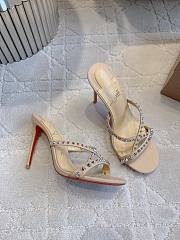 Christian Louboutin Tatoosh Spikes Beige Slide Sandals 8.5cm - 2