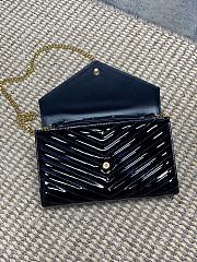YSL Envelope Wallet Bag Black Patent Gold 22.5x14x4cm - 6