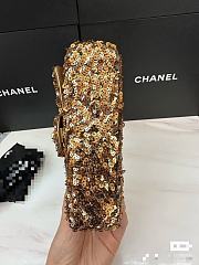 Chanel Flap Bag Gold Sequins 21x14x8cm - 3