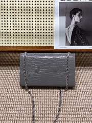 YSL Kate Bag Grey Silver Crocodile 24x14.5x5.5cm - 5