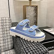 Chanel Blue White Sandal Slides - 3