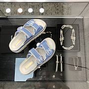 Chanel Blue White Sandal Slides - 2