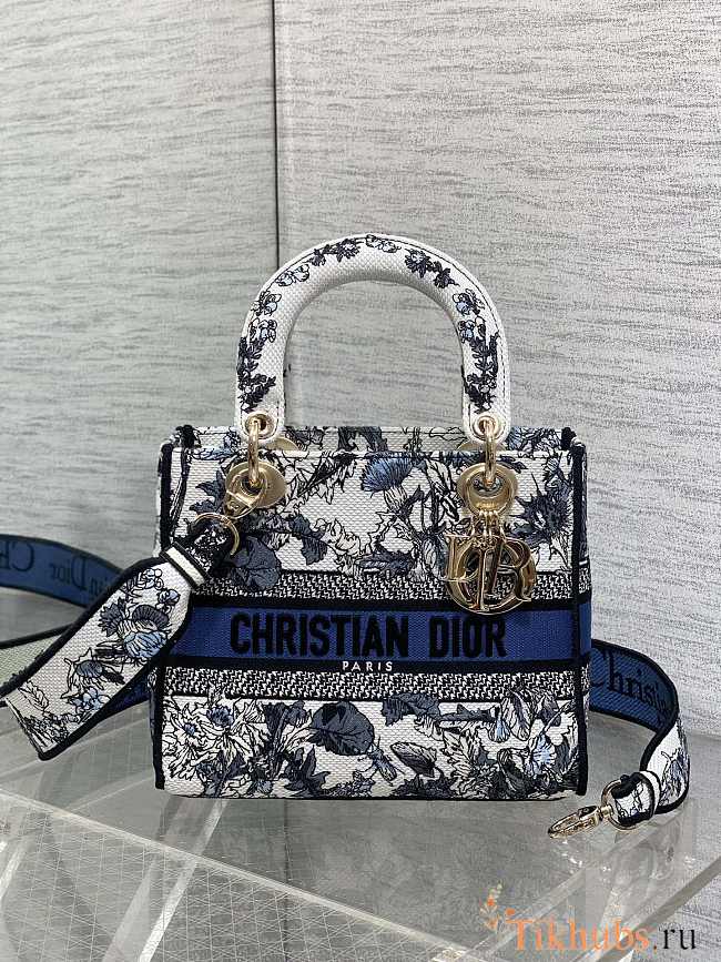 Dior Lady D-lite Bag Around The World Blue 24x11x20cm - 1