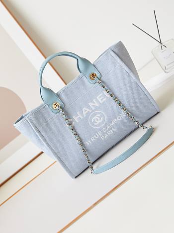 Chanel Shopping Tote Deauville Blue Bag 33cm