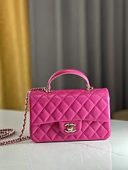 Chanel Top Handle Flap Bag Fuchsia Lambskin Light Gold 20cm - 1