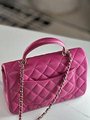 Chanel Top Handle Flap Bag Fuchsia Lambskin Light Gold 20cm - 5