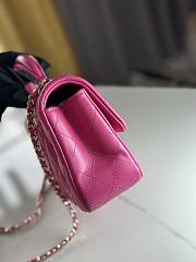 Chanel Top Handle Flap Bag Fuchsia Lambskin Light Gold 20cm - 4