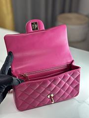 Chanel Top Handle Flap Bag Fuchsia Lambskin Light Gold 20cm - 3