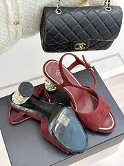 Chanel Sandal Heel Red Suede 8cm - 2