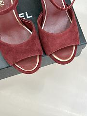 Chanel Sandal Heel Red Suede 8cm - 3