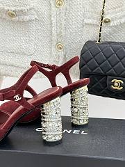 Chanel Sandal Heel Red Suede 8cm - 4