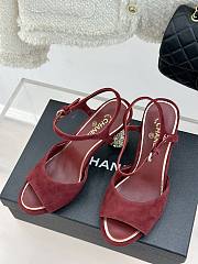 Chanel Sandal Heel Red Suede 8cm - 5