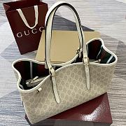 Gucci GG Emblem Medium Tote Bag Beige 38x25x15cm - 3
