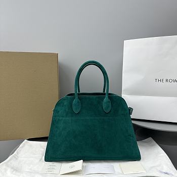 The Row Margaux 15 Suede Top Handle Bag Green 38.5x16x30cm