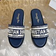 Dior Dway Platform Slide Navy Blue Embroidered Cotton - 5