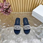 Dior Dway Platform Slide Navy Blue Embroidered Cotton - 2