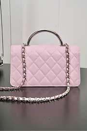Chanel Clutch With Chain Calsfkin Light Pink Silver 18.5x11x6cm - 3