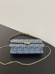 Fendi Wallet On Chain Baguette Light Blue Denim 21x11.5x5cm - 5