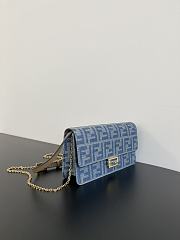 Fendi Wallet On Chain Baguette Light Blue Denim 21x11.5x5cm - 3