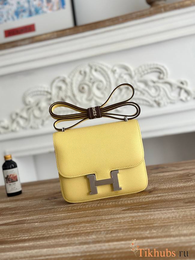 Hermes Constance Bag Epsom Leather Silver Light Yellow 19cm - 1