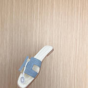 Hermes Denim White Slides  - 3