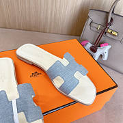 Hermes Denim White Slides  - 2