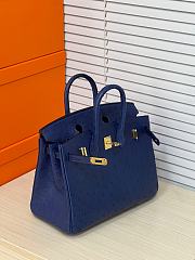 Hermes Birkin 25 Bag Ostrich Navy Blue Gold 25cm - 5