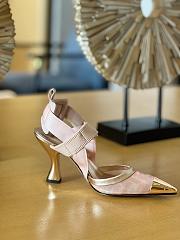 Fendi Colibri 85mm FF Mesh Slingback Pink Pump Heel - 2