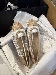 Chanel Ballet Flats Raffia White & Beige - 1