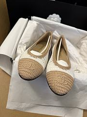 Chanel Ballet Flats Raffia White & Beige - 4