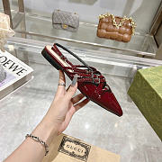 Gucci Red Wine Patent Strappy Ballet Flat - 5
