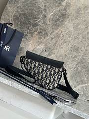 Dior Mini Saddle Bag Beige Black Oblique 19.5x15x5.5cm - 3