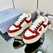 Prada Downtown Bold White Red Suede Sneakers - 1