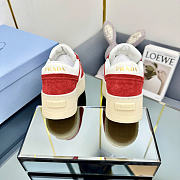Prada Downtown Bold White Red Suede Sneakers - 3