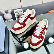 Prada Downtown Bold White Red Suede Sneakers - 2