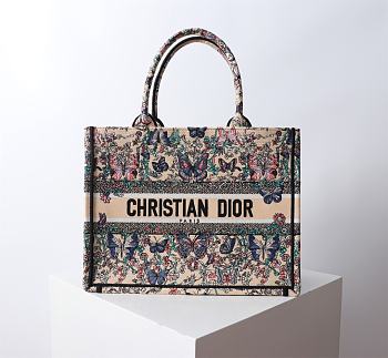 Dior Medium Book Tote Raffia Blue Papillon 36x27.5x16.5cm