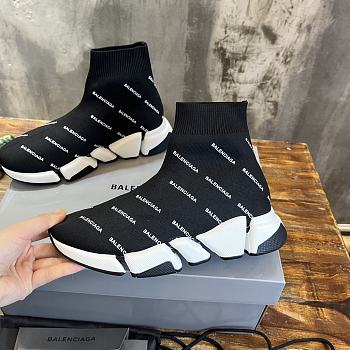 Balenciaga Black Knit Speed Trainer Sneakers 