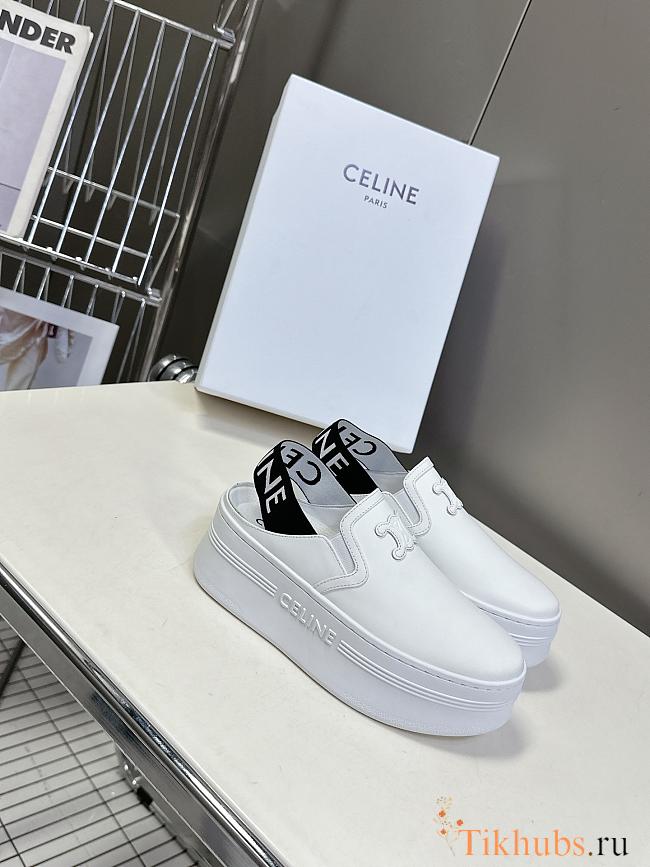Celine Block Wedge Mule Calfskin White - 1