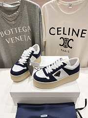 Prada Downtown Bold White Navy Blue Suede Sneakers - 3